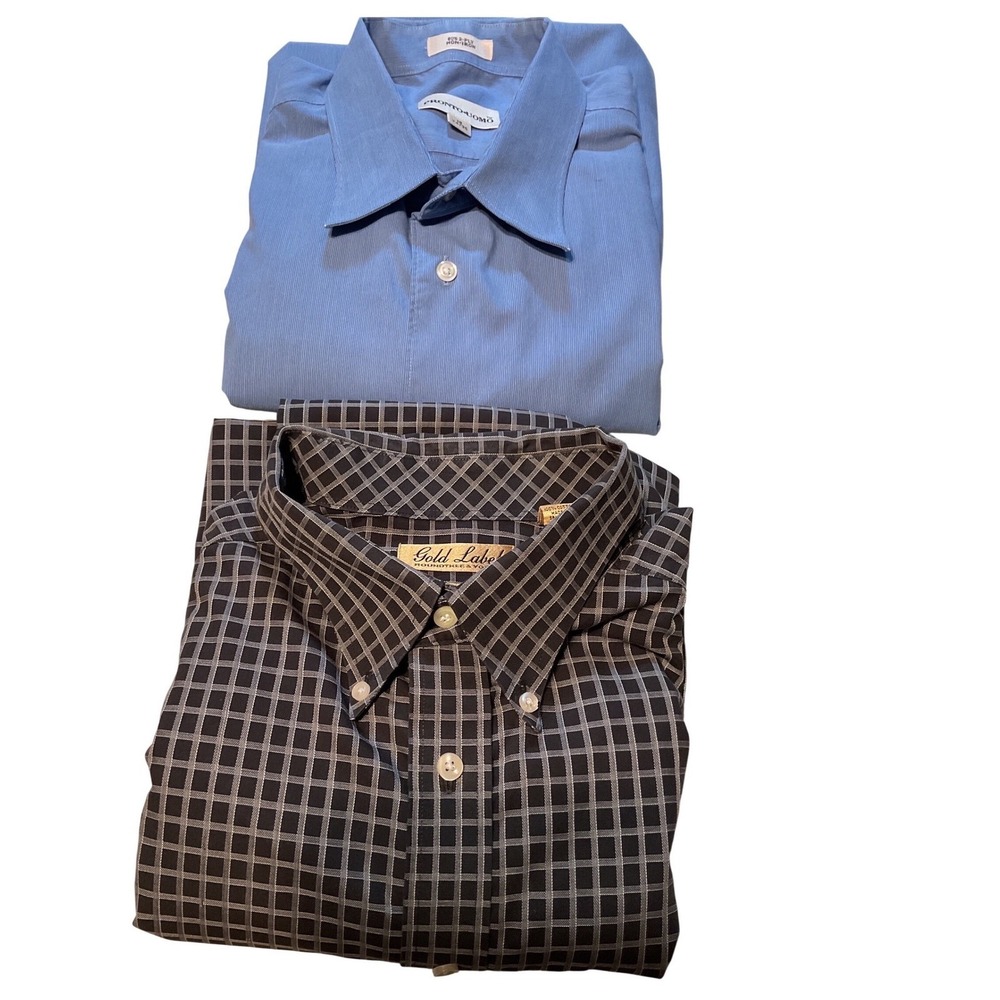 2‎ Shirts 1 Roundtree Yorke Gold Label Men's 2XT Gingham Button Non Iron